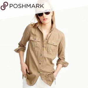 NWT J Crew Khaki Cotton Boyfriend Utility Shirt